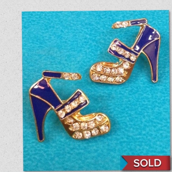 Jewelry - Cobalt Blue Shoe Earrings & black & gold RESERVED